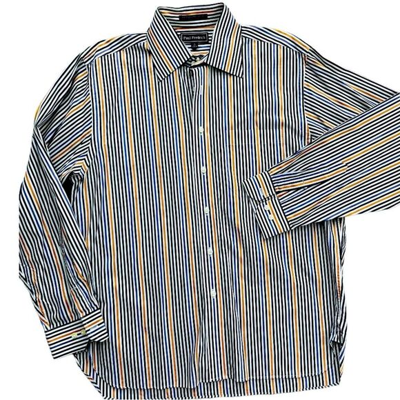 PAUL FREDRICK CLASSIC BUTTON DOWN STRIPED SHIRT-SIZE LARGE-(16 1/2" NECK) - Picture 6 of 6